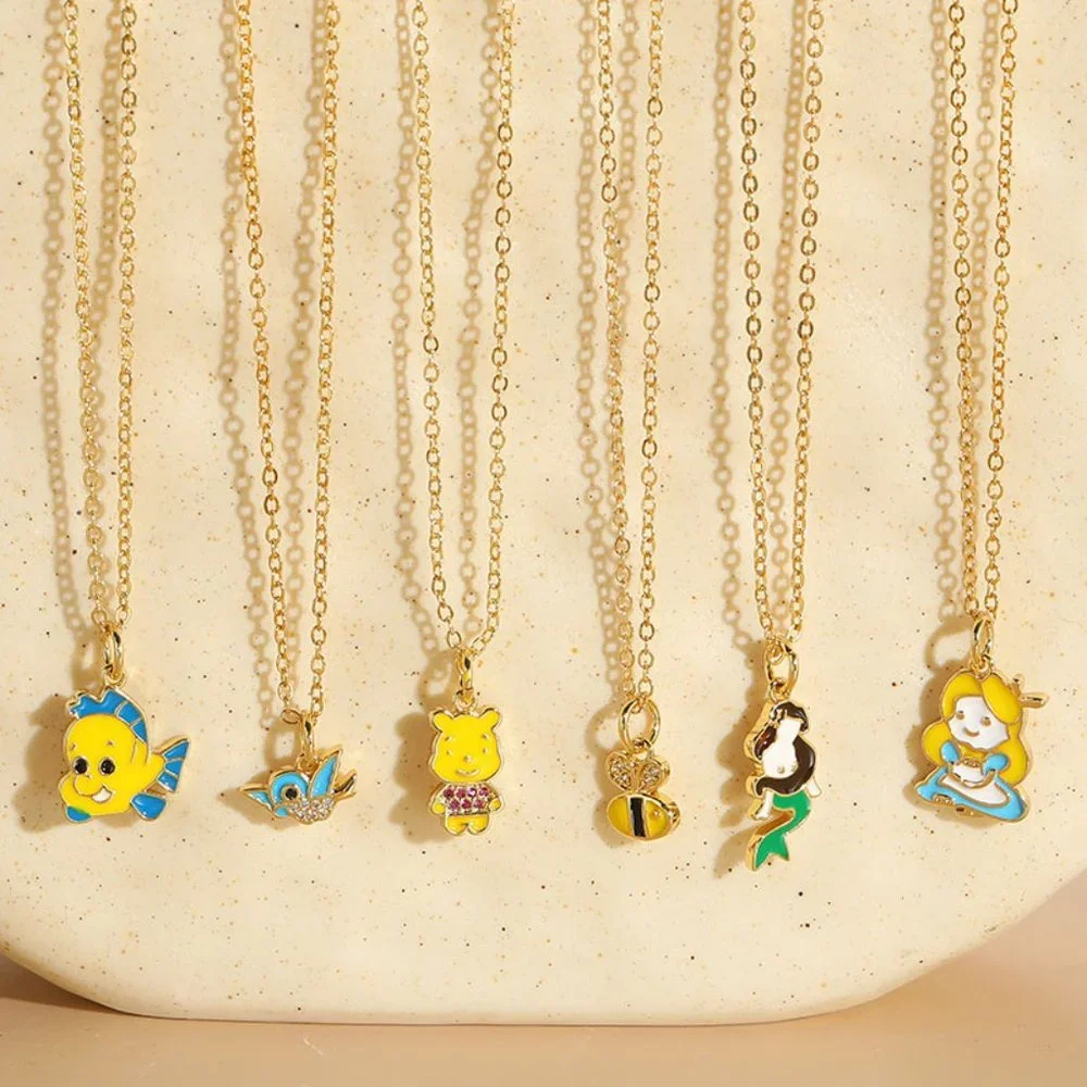 3/$35 14K Gold Plated Princess Copper Charm Pendant Necklace Gifts Girls - Picture 4 of 6